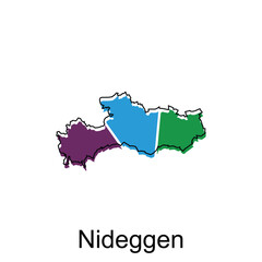 Map of Nideggen geometric colorful illustration design template, Germany country map on white background vector