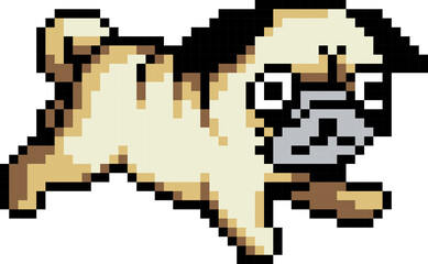Fototapeta premium Dog cartoon icon in pixel style