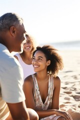 Obraz premium cropped shot of a young girl spending time with her parents at the beach