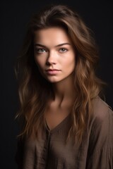 Fototapeta premium studio portrait of a beautiful young woman posing against a grey background