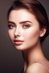 studio shot of a beautiful young woman with perfect skin