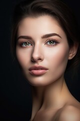 studio shot of a beautiful young woman with flawless skin