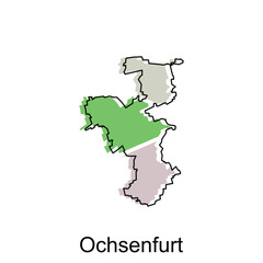 Map of Ochsenfurt, World Map International vector template with outline graphic sketch style isolated on white background