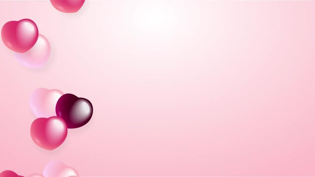 Animated pink heart balloon for romantic theme. Balloon animation with copy space background area.