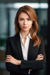 cropped portrait of an attractive young businesswoman standing with her arms crossed in the office