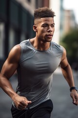 Obraz na płótnie Canvas cropped shot of a young man jogging outdoors