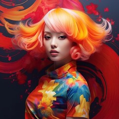 Fototapeta premium Illustration of a fashion portrait, AI Generated