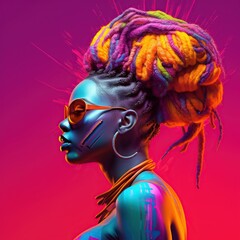 Naklejka premium Illustration of a fashion portrait, AI Generated