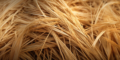 Close-up image of a pile of dried hay or wheat. The stems are dry and frayed.