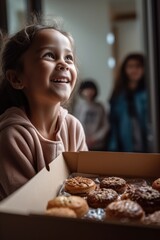shot of a young girl expressing her gratitude after receiving an inhouse bakery delivery
