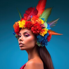 Naklejka premium Illustration of a fashion portrait, AI Generated