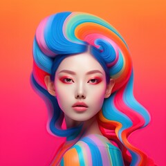 Fototapeta premium Illustration of a fashion portrait, AI Generated