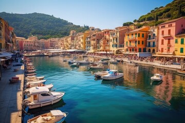 Obraz premium Scenic view of Italian coastal town