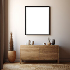 Mockup with frame close in a minimalist desert