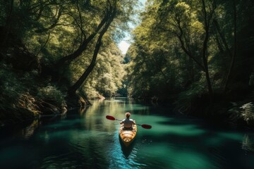 Fototapeta na wymiar Kayaking in a river