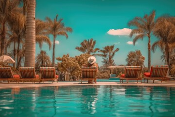 Obraz premium Relaxing by the pool