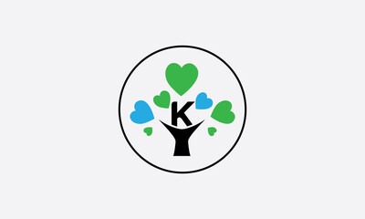 Heart sign tree. Heart symbol tree circle. Love tree logo and happiness sign icon. Healthy heart logo and Valentine love