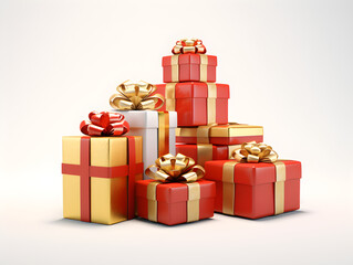 Obraz premium Christmas gifts on a white background. Used for Christmas decorations. For those who celebrate Christmas. Generative AI. Illustration.