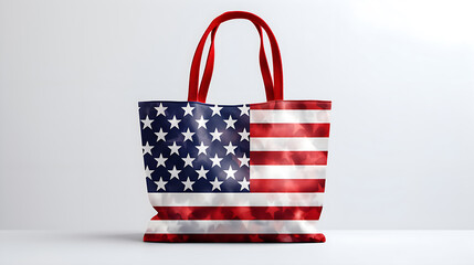 Shopping bag with USA flag isolated on white background.