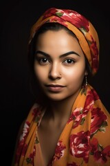portrait of a young muslim woman wearing a headscarf