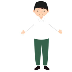 illustration of the character of a Muslim boy. 