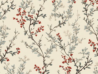 Tiny flower branches in a bunch placed at the bottom pattern. Isolated on plain color background.  
