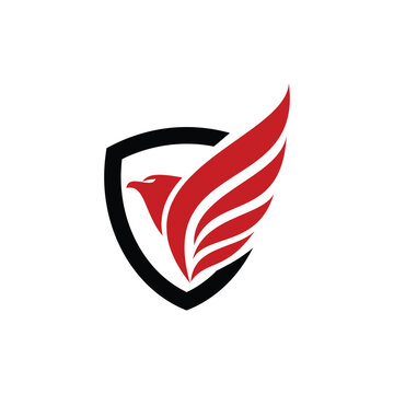 Eagle Flame Logo, Shield Shape Logo, Eagle icon logo illustration Design in trendy modern design