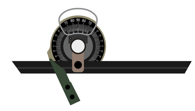 A Vernier bevel protractor isolated on transparent background, It  is a precision instrument meant for measuring angles to an accuracy of 5 minutes