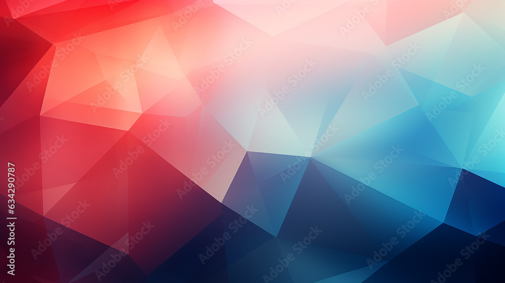 Sticker polygonal blue light and red gradient background abstract triangles.