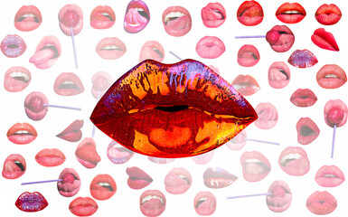 Sexy lips. Lips and mouth. Red lip background. Female lips.
