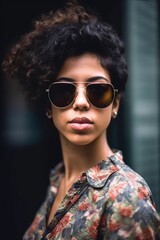 cropped portrait of a stylish young woman wearing shades