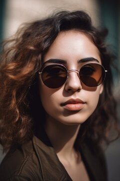 cropped portrait of a stylish young woman wearing shades