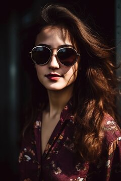cropped portrait of a stylish young woman wearing shades