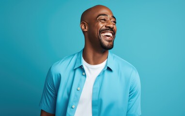 Obraz premium Ultra handsome man, smiling and laughing, wearing bright clothes. created by generative AI technology.