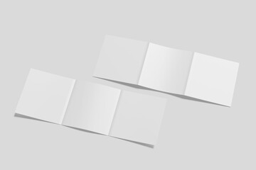 Square Trifold Brochure Blank Mockup