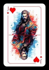 Jack of hearts playing card design, pop style, vibrant colors, ai generated
