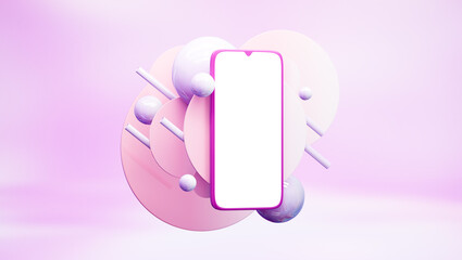 pink app mock up with background 3d illustration