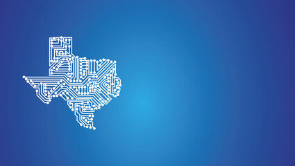 IT-Umriss von Texas auf blauem Hintergrund