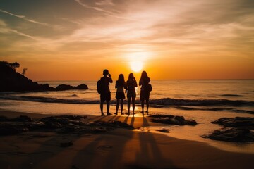 Fototapeta premium Tourists enjoying the sunset