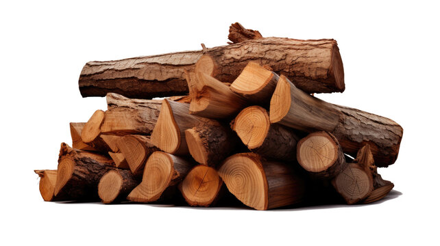 Firewood, wood element on transparent white background. Genrative ai