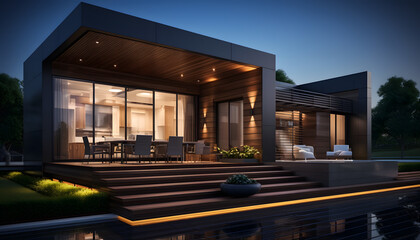 modern residential district with green roof and balcony generated ai