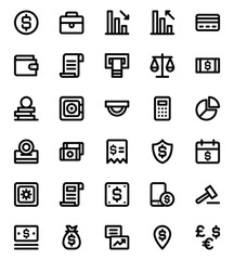 Outline icons for bank