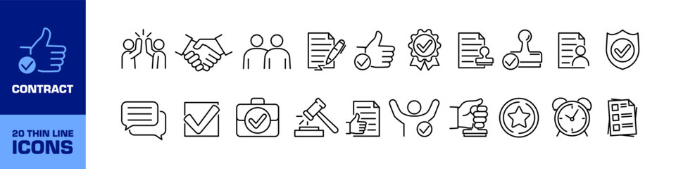 Contract icon set. Linear style.