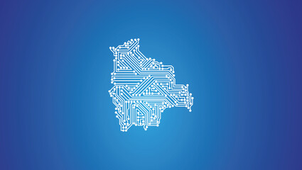 IT-Umriss von Bolivien auf blauem Hintergrund