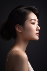 Beautiful young asian woman with clean fresh skin, beauty natural skin, Cosmetology. cosmetic concept. Generative ai 