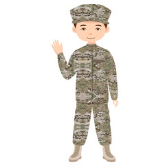 character of soldier. men flat cartoon character design. US Army soldiers Isolated.