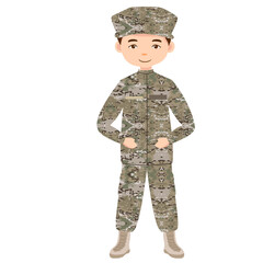 character of soldier. men flat cartoon character design. US Army soldiers Isolated.