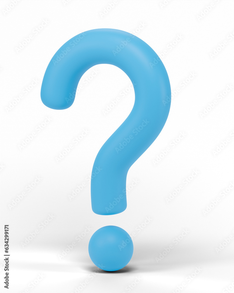 Poster 3d question mark icon or ask faq answer solution isolated on transparent background png file.
