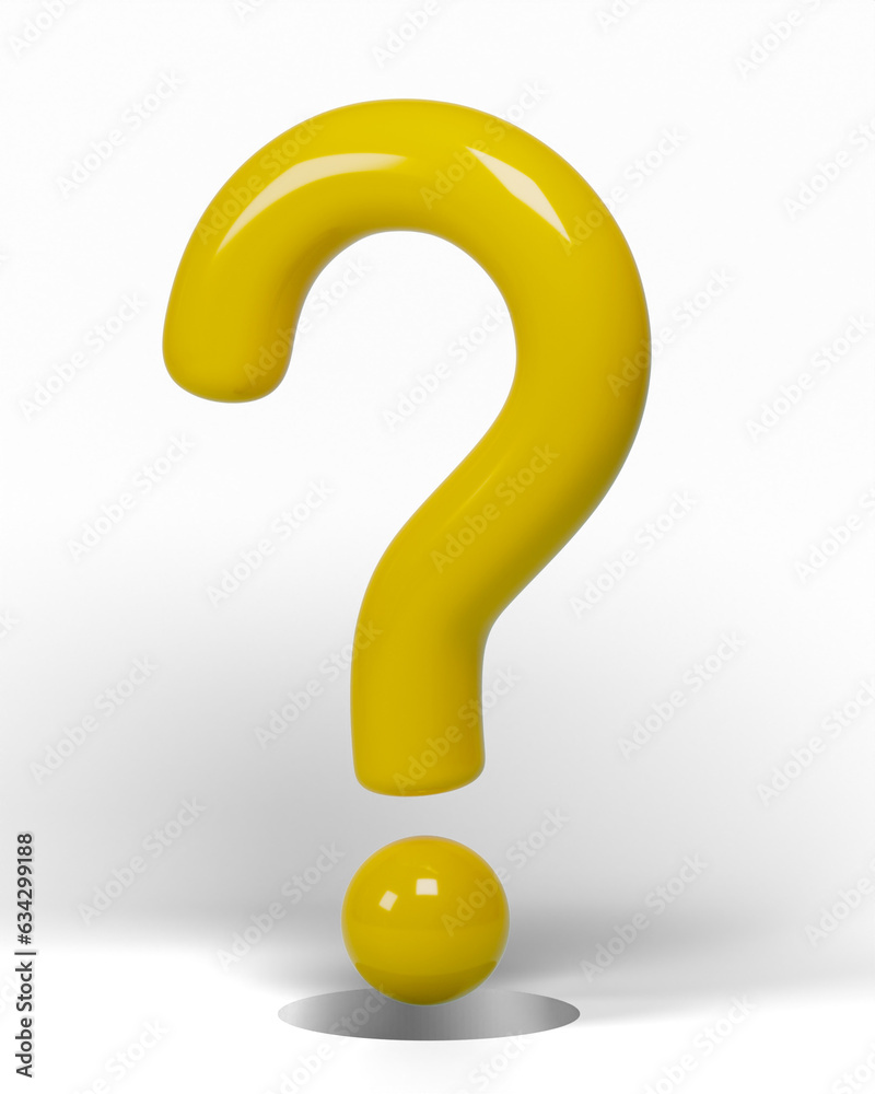 Poster 3d question mark icon or ask faq answer solution isolated on transparent background png file.