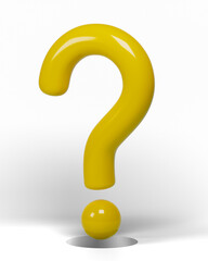 3D question mark icon or ask faq answer solution isolated on transparent background png file.